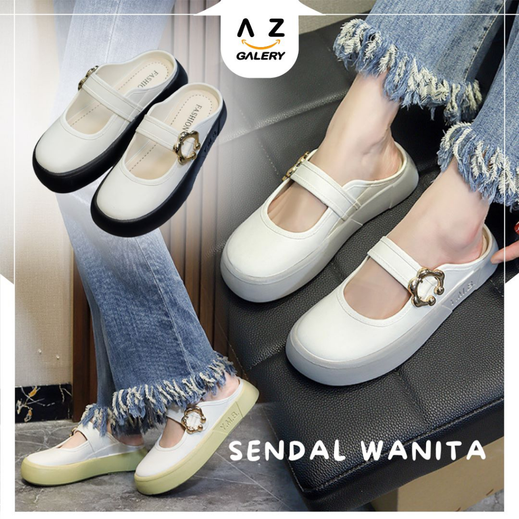 Sandal Wanita Jelly Mary Janes Slip On Selop Import Korea Style Sendal Cewek Kekinian Style Trendy Casual Azgalery SPT-66