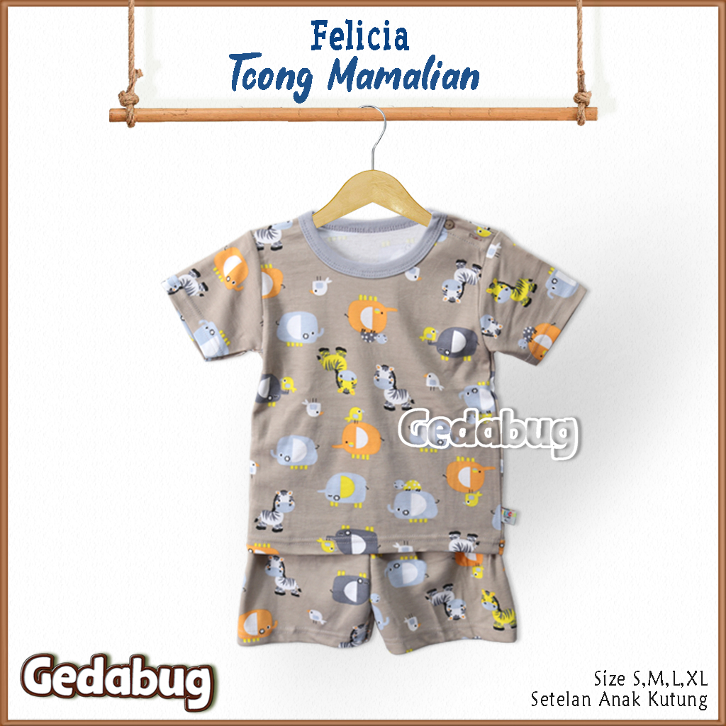 3 Setel - Setelan Felicia Tjong Mamalian PENDEK | Setelan Anak Super Soft | Gedabug