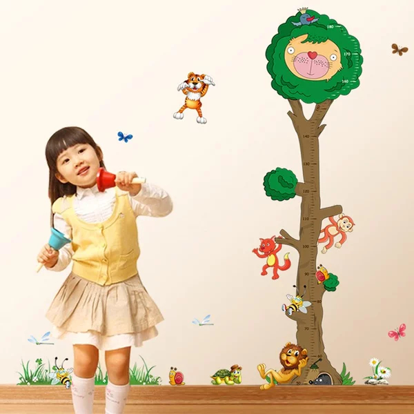 MJ8022 WALLSTICKER DINDING TINGGI BADAN POHON GROW UP ANIMAL 60x90