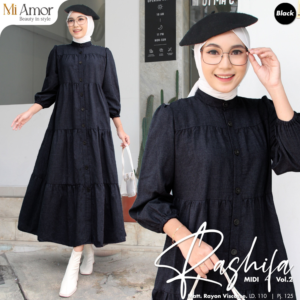 Rashifa Midi Dress Gamis Muslim Original Produk By Mi Amor