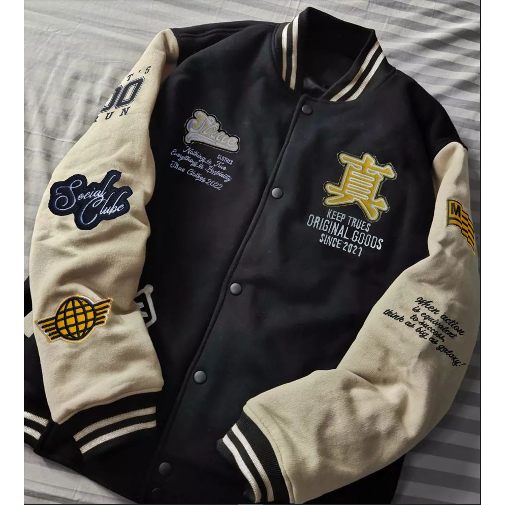 (BORDIR) Jaket Varsity Hoodie Sweatshirt Hijau Pria Wanita Bordir / Jaket Bordir Varsity Tebal