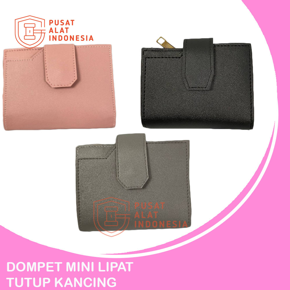 Dompet Wanita Mini Lipat Tutup Kancing Sr347 Slot Foto Kartu Atm