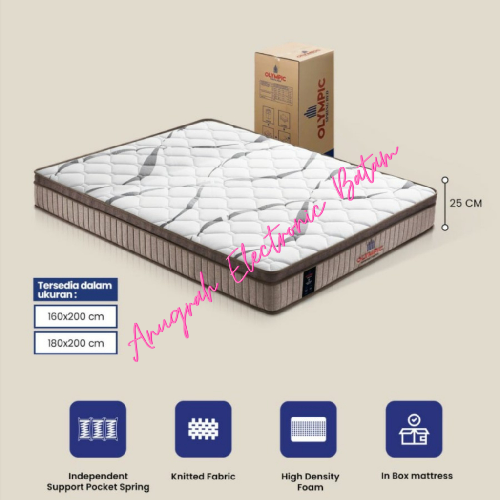 Kasur In The Box Olympic | Kasur Springbed In box Pocket Spring Queen King 180 x 200 BATAM