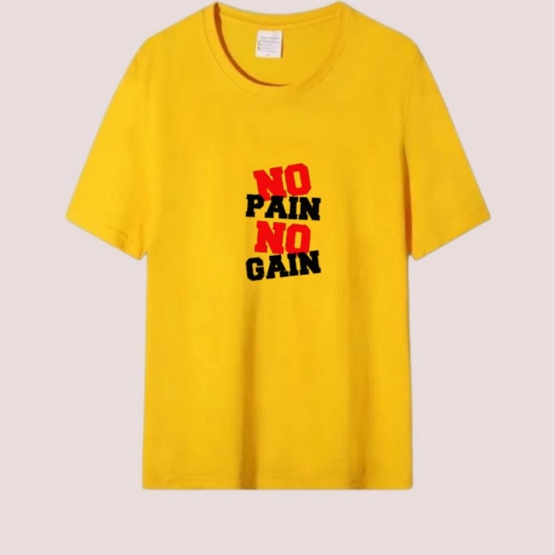 Kaos pria atasan oblong dewasa baju kaos pria lengan pendek baju cowok NO PAIN NO GAIN