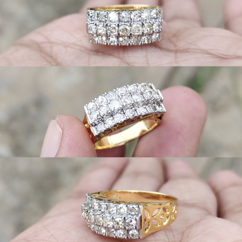 cincin emas  berlian banjar mewah motif tangga