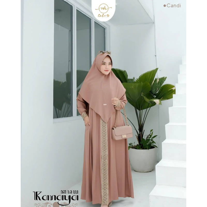 KANAYA SYARI gamis plus khimar ukuran M - L - XL - XXL gamis terbaru busui polos kekinian murah terlaris maxi dress fashion muslim baju wanita set syar'i gamis jumbo pesta kondangan seragaman berkualitas premium kekinian