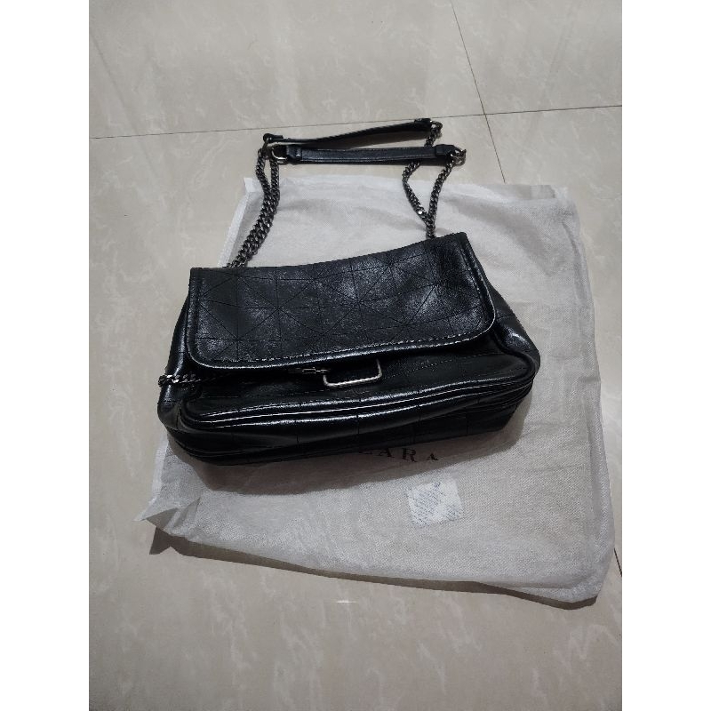 zara rocker black shoulder bag