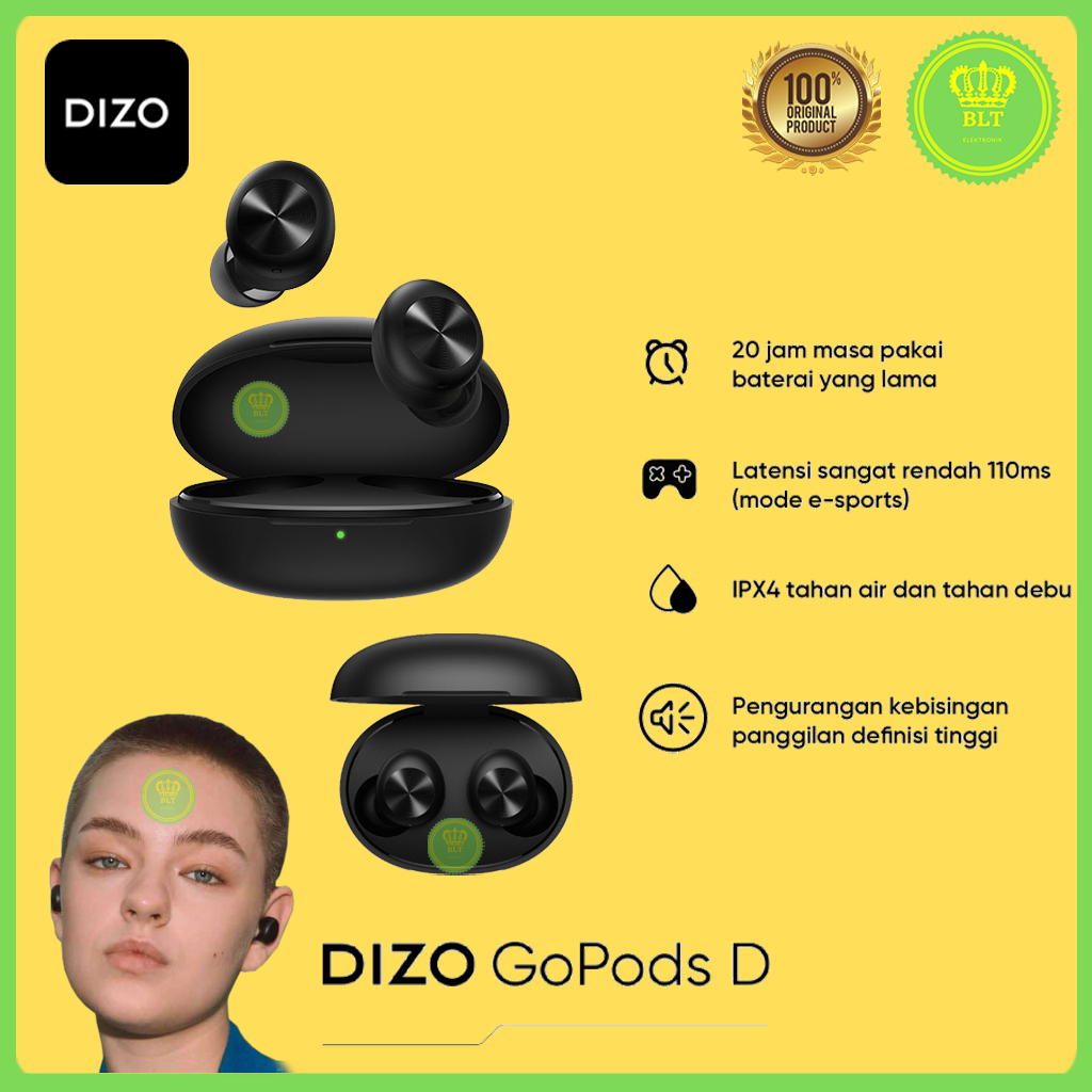 DIZO GoPods D TWS By Realme TechLife with Environment Noise Cancellation (ENC) Bluetooth Headset