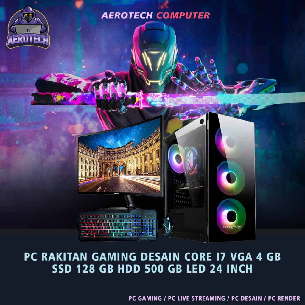 PC RAKITAN GAMING DESAIN CORE I7 3770 | RAM 16GB | VGA 4 GB | LED MONITOR 22 INCH TERMURAH SIAP PAKAI