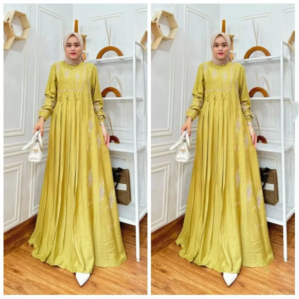 karina maxy dress Gamis mewah baju kondangan aplikasi bordir elegan terbaru 2023 Gamis lebaran kekinian