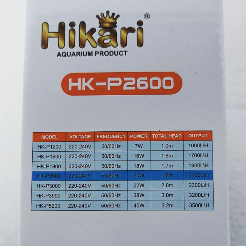 HIKARI HK-P 2600 Power heads ph 2000 Lph keatas mesin pompa celup kolam aquarium waterpump water pump submersible akuarium