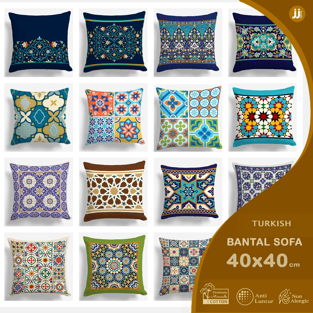 BANTAL SOFA PRINT MOTIF TURKEY TURKISH TILE TURKI 40X40 CM