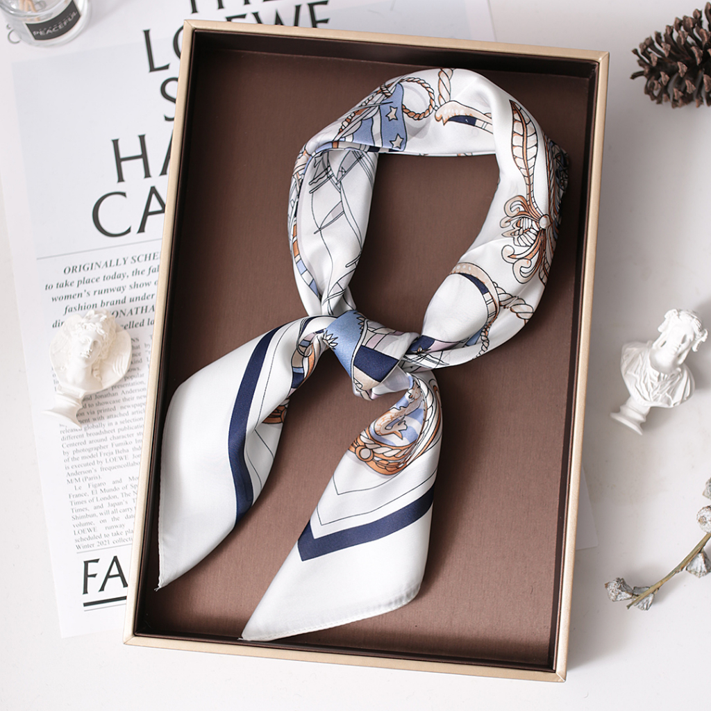 Syal Wanita  70×70 Leher Fashion Import Sutra Soft Scarf Korea Stye Premium Scarf Tas Aksesoris Sederhana Pencetakan Selendang Kebaya