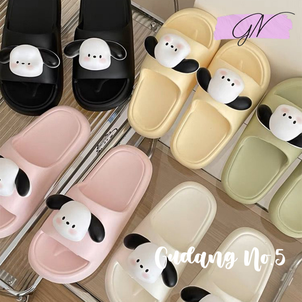 GN-2252-1 Sandal Selop Jelly Motif Doggy 3D Sandal Rumah Wanita Import PCU