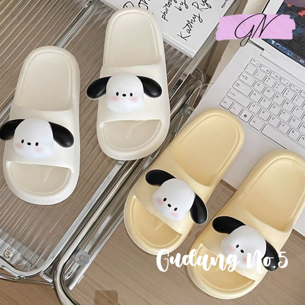 GN-2252-1 Sandal Selop Jelly Motif Doggy 3D Sandal Rumah Wanita Import PCU