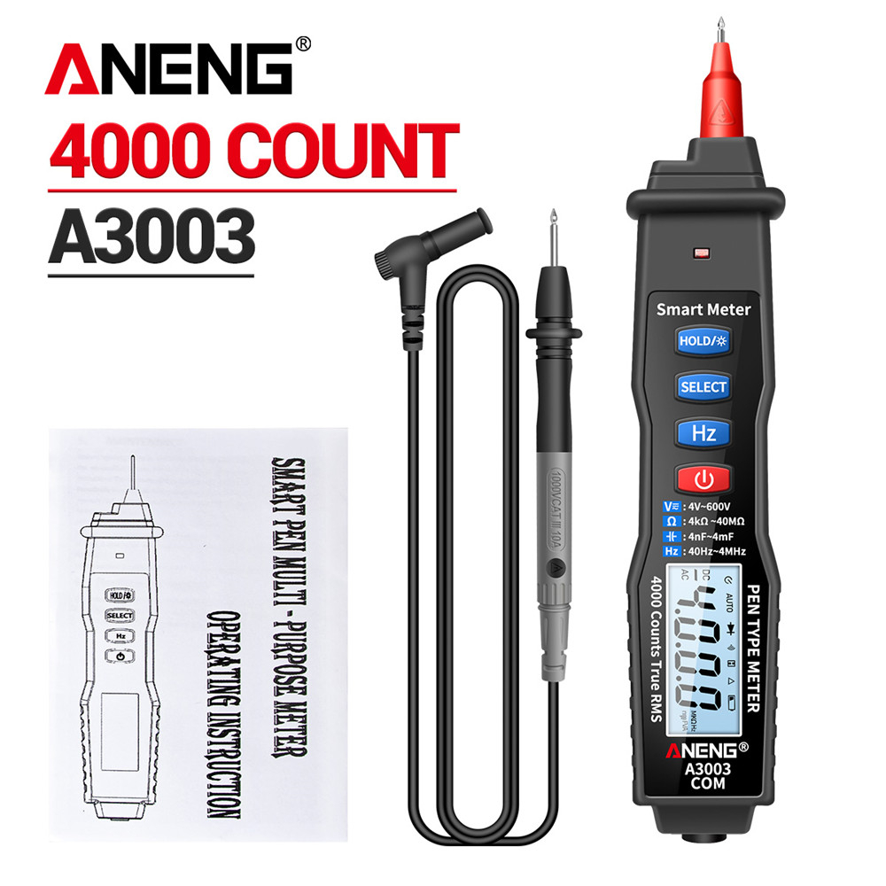 ANENG Digital Multimeter Voltage Tester Pen 4000 Count - A3003 - Black