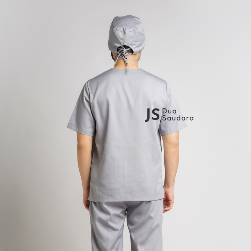 baju jaga abu muda / baju oka abu muda / baju jaga abu abu / baju jaga lengan pendek merk dua saudara/ baju oka abu muda