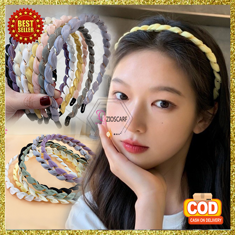 Bando Korea Dewasa Kepang Lilit Model Spiral Bandana Wanita Aksesoris Fashion Rambut Gaya Kekinian Import AK284