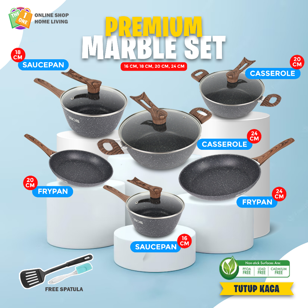 Granit Anti Lengket Peralatan Masak Dapur Set Cocok Semua kompor Panci Wajan Penggorengan