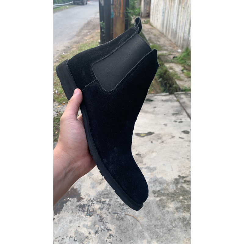 Sepatu Boots Kulit Asli - Vigos Chelsea V2 Suede Black
