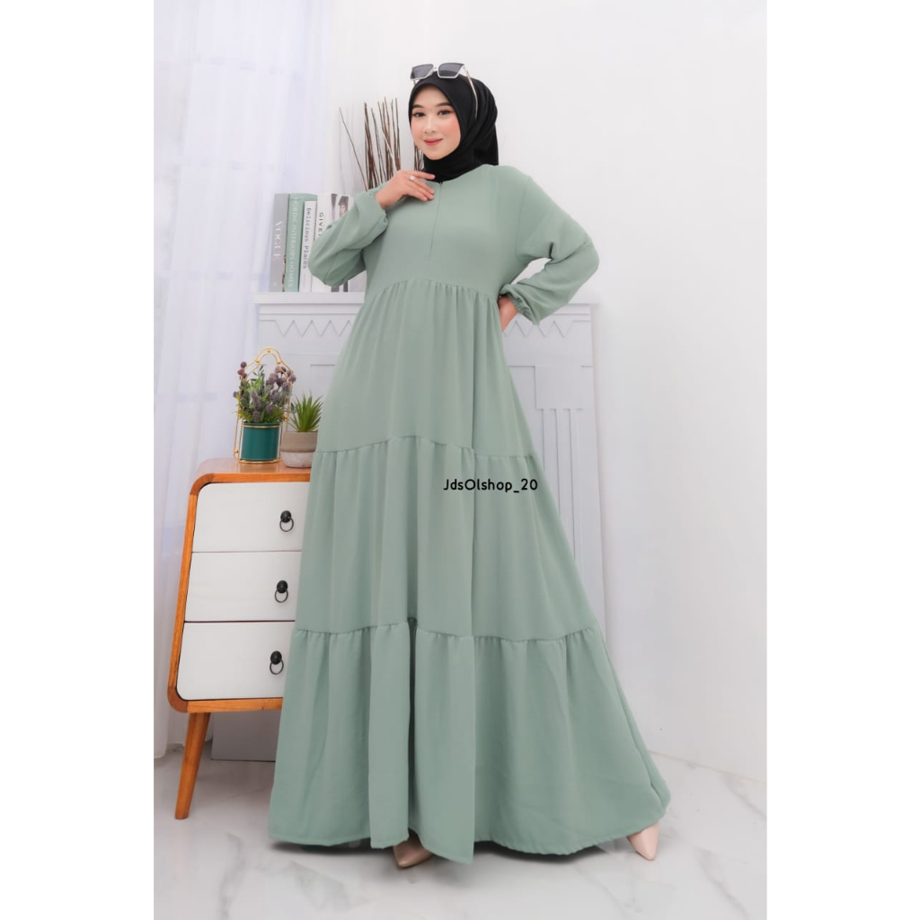 Rempel Susun Tali Bahan Crinkle Airflow / Busana Muslimah Terbaru / Gamis Wanita Terbaru