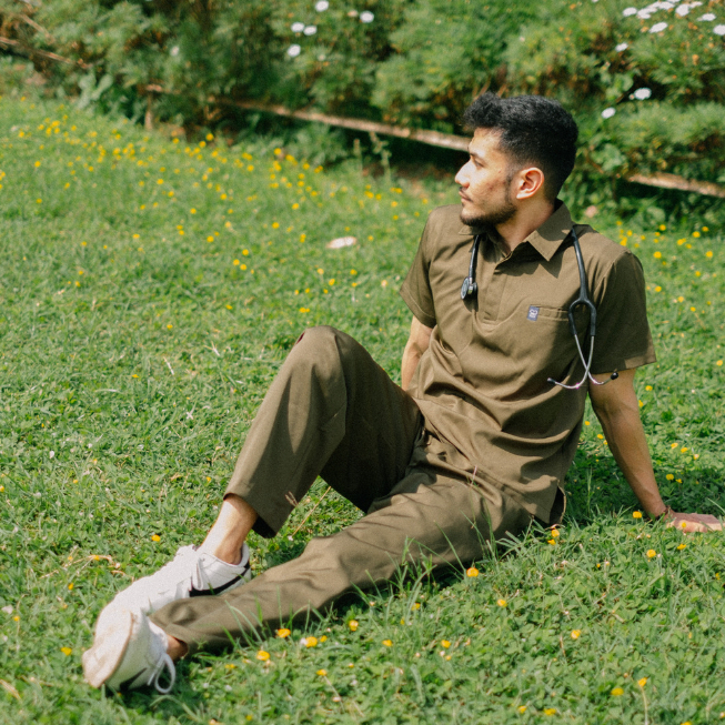 Baju Jaga POLO SS - OLIVE Scrubs Theatre Blues Cardinal Lengan Pendek