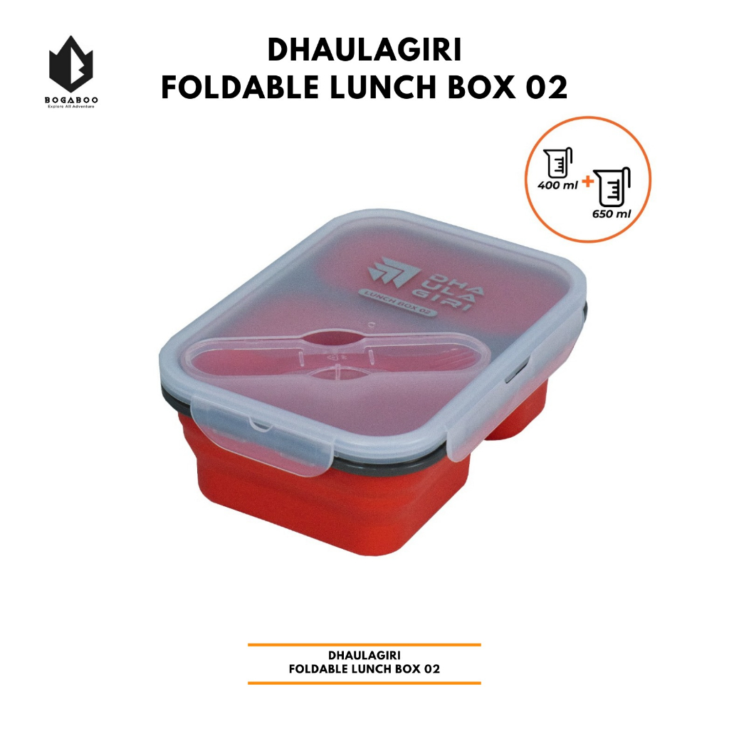 Dhaulagiri Foldable Lunch Box Silicone 02 - Kotak Makan Dhaulagiri Portable - Free Sendok Garpu - Ta
