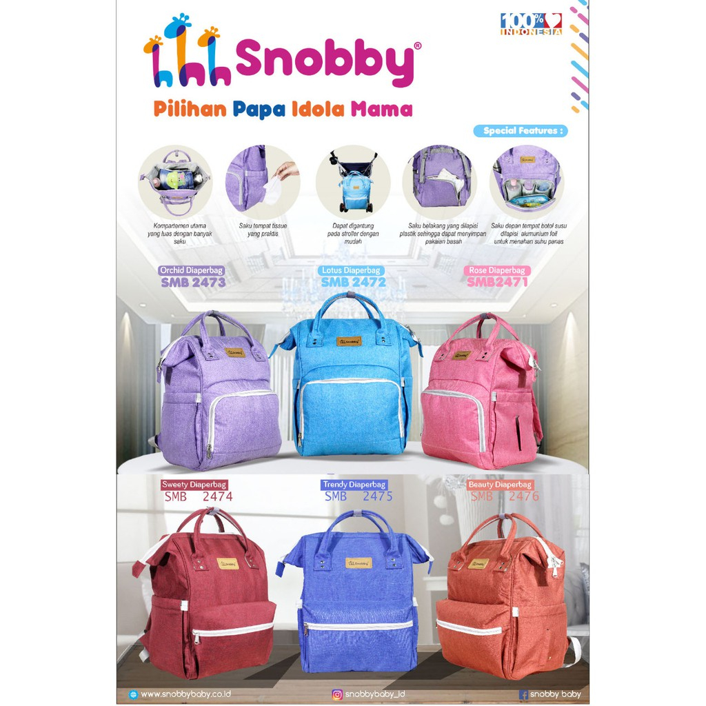 Snobby Tas Ransel diaper bag bayi / Snobby Tas Ransel Medium