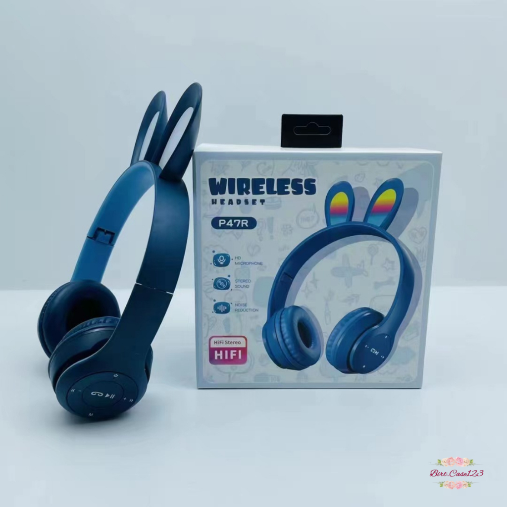 P47R CAT EARS HEADSET headphone Hf bando telinga kucing LED BANDO BLUETOOTH wireles RGB GAME HEADSET G-P47R LED WIRELESS super BASS BC8069