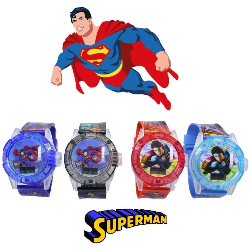 (Grosir)Jam Tangan Anak-Anak Laser Superman Led Musik Digital Strap Rubber/ Karet(Dikirim Jakarta) Cod Best seller