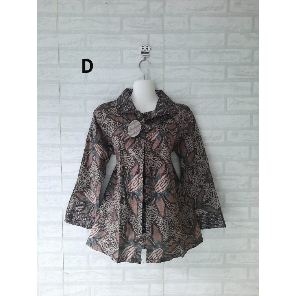 BLOUSE KERJA BATIK MODEL BOLERO TEMPEL LENGAN PANJANG