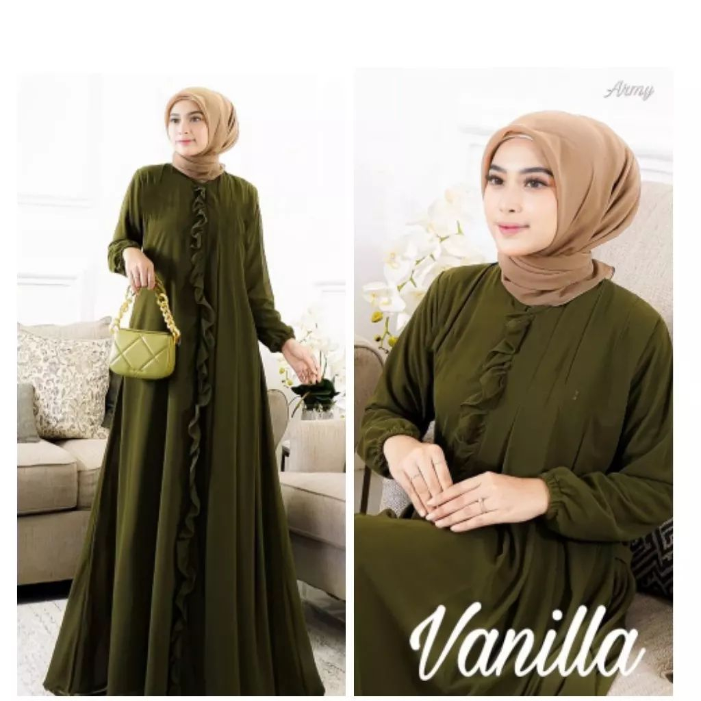 Vanila dress Gamis polos simple Gamis kondangan polos Baju muslim wanita terbaru 2023