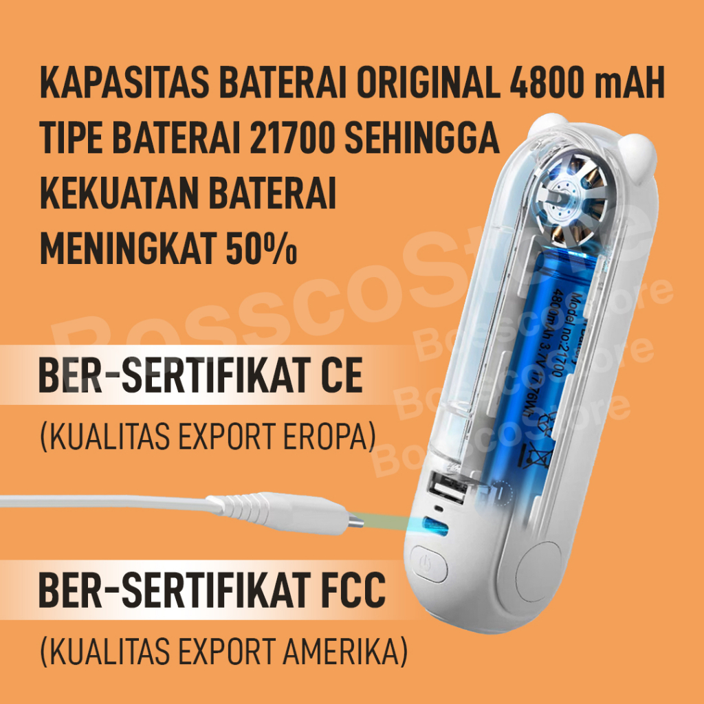 Bossco Kipas Angin Mini Portable Original 4800mAh Layar LED Multifungsi 4 in 1 kipas angin kecil portable fan mini pocket fan kipas angin lipat kipas angin meja kipas angin super mini premium berkualitas kipas angin tahan lama rechargeable fan