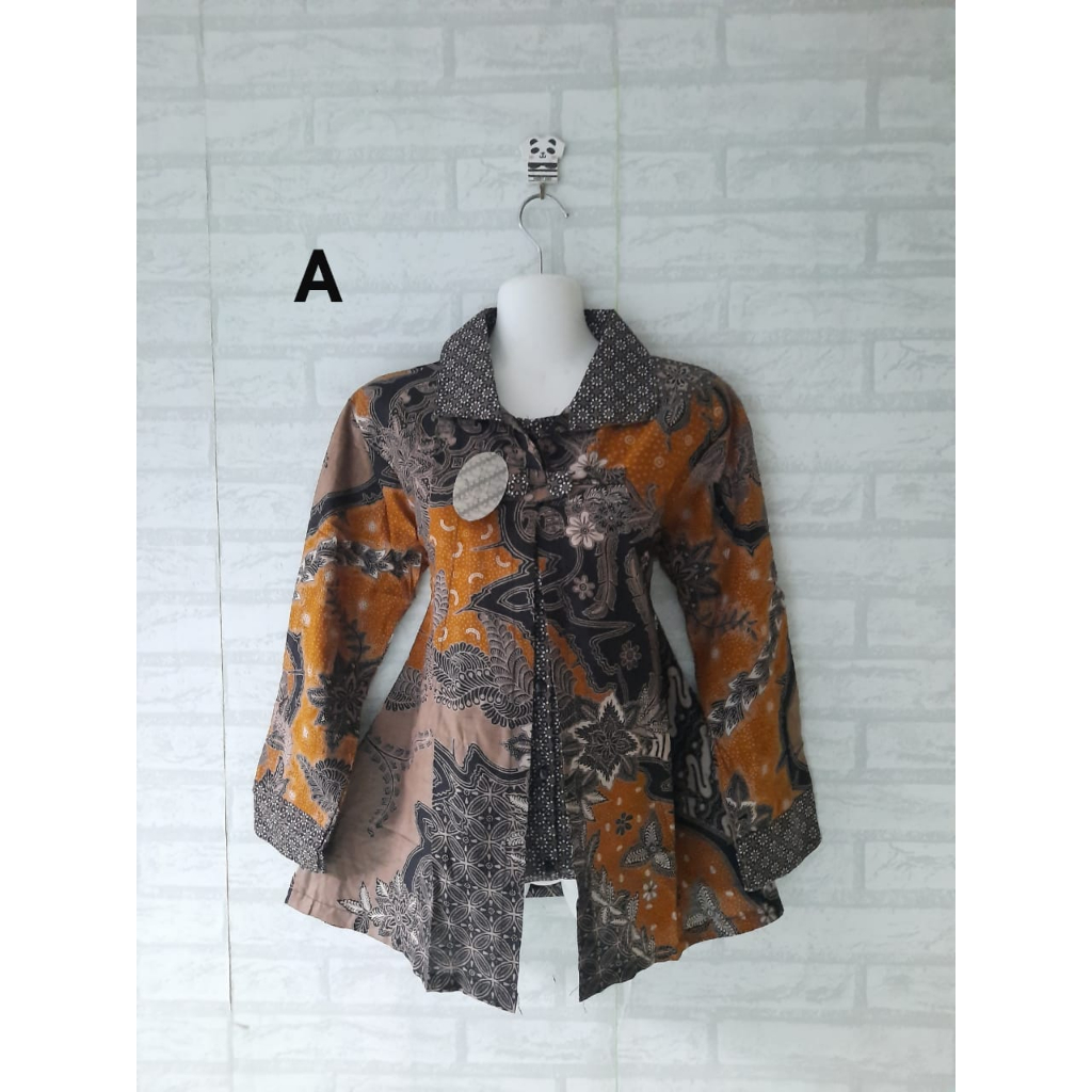 BLOUSE KERJA BATIK MODEL BOLERO TEMPEL LENGAN PANJANG