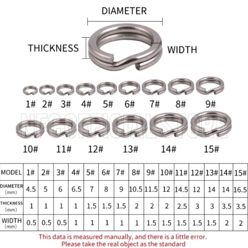 1 Pack isi 10 Pcs Ring Split Bahan Stainless Steel