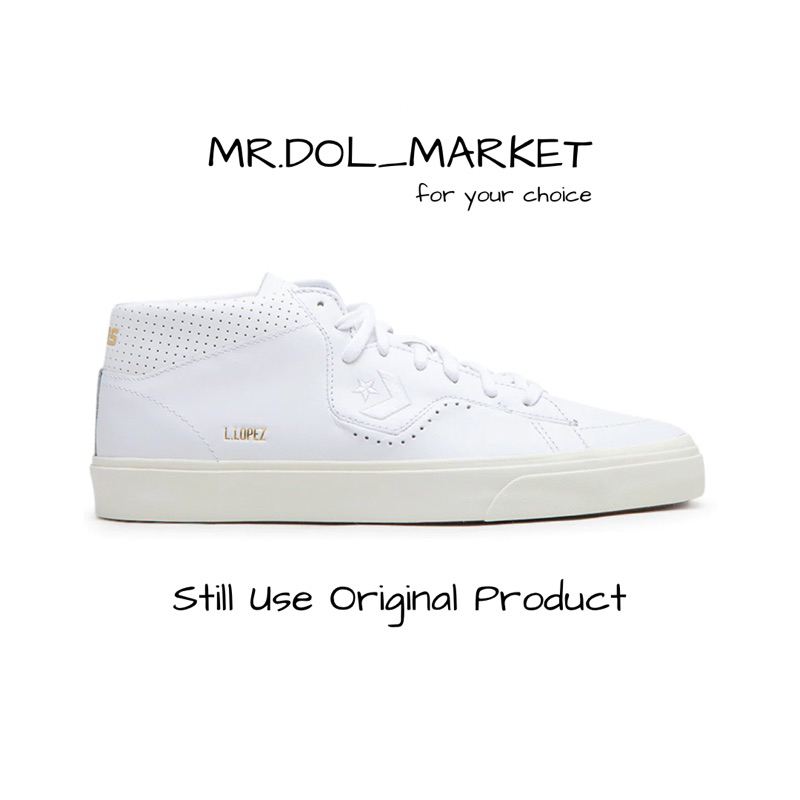Converse Louie Lopez Pro Mid Mono Leather White Egret - 100% Original Resmi