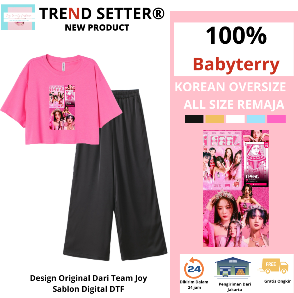 Choice Ali - Setelan Baju Untuk Remaja Model Korea Style Dapat Kaos Crop Dan Celana Kulot Queencard