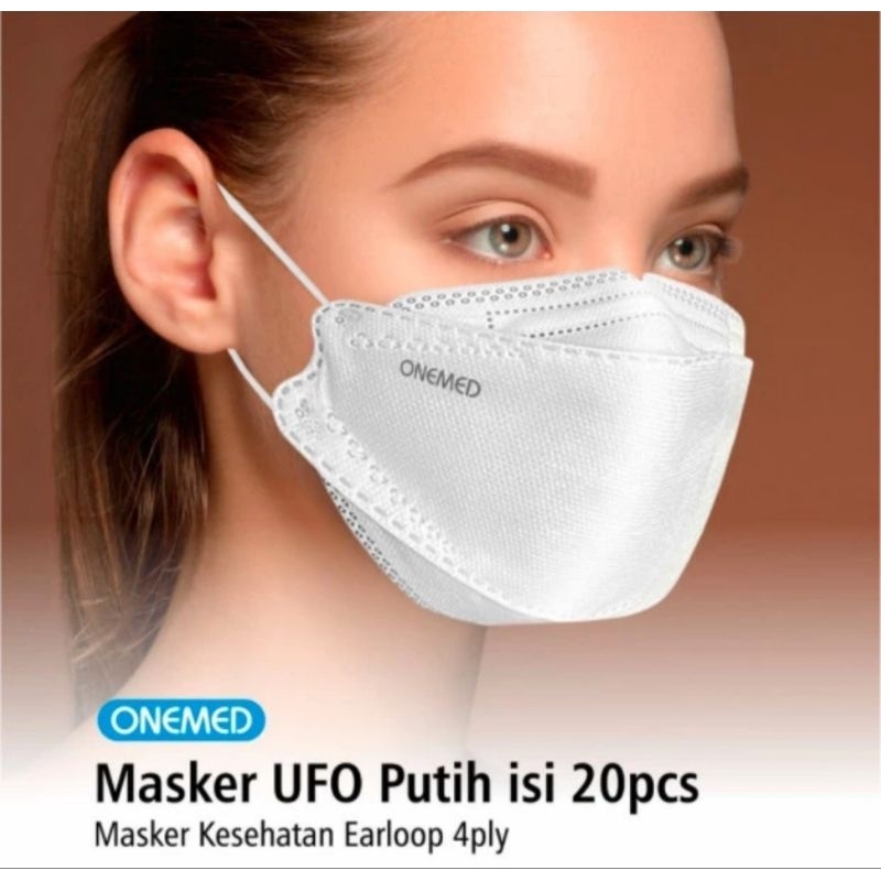 ONEMED - Masker 3D 4ply surgical earloop UFO isi 20pcs