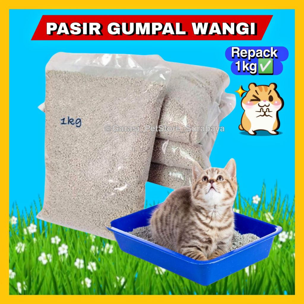 GPSS- Pasir Gumpal Wangi 1Kg Pasir Wangi Gumpal Pasir Kucing Gumpal Pasir Wangi Kucing Pasir Anjing Pasir Ocean Pasir Markotop Pasir Gumpal Wangi 25L Cat Litter Pasir Gumpal Wangi Bentonite Serokan Pasir Kucing