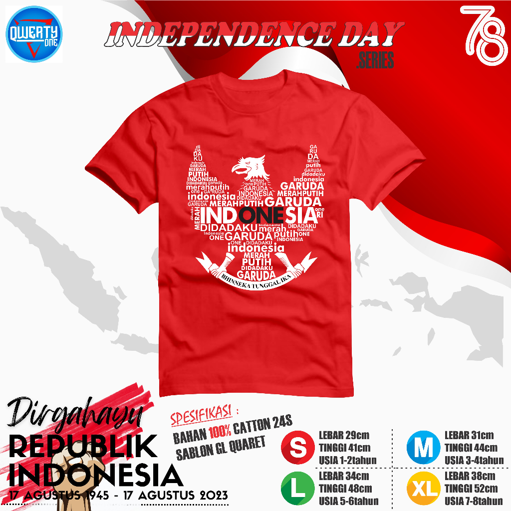 Kaos Anak Distro Edisi Kemerdekaan 1-8 Tahun