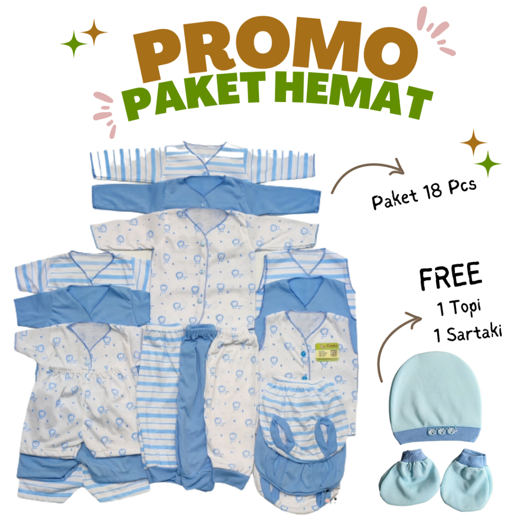 PROMO!! 18 Pcs Paket Baju Bayi Baru Lahir Motif Lucu Best Seller Kado Lahiran Paket Baju Baby Newborn