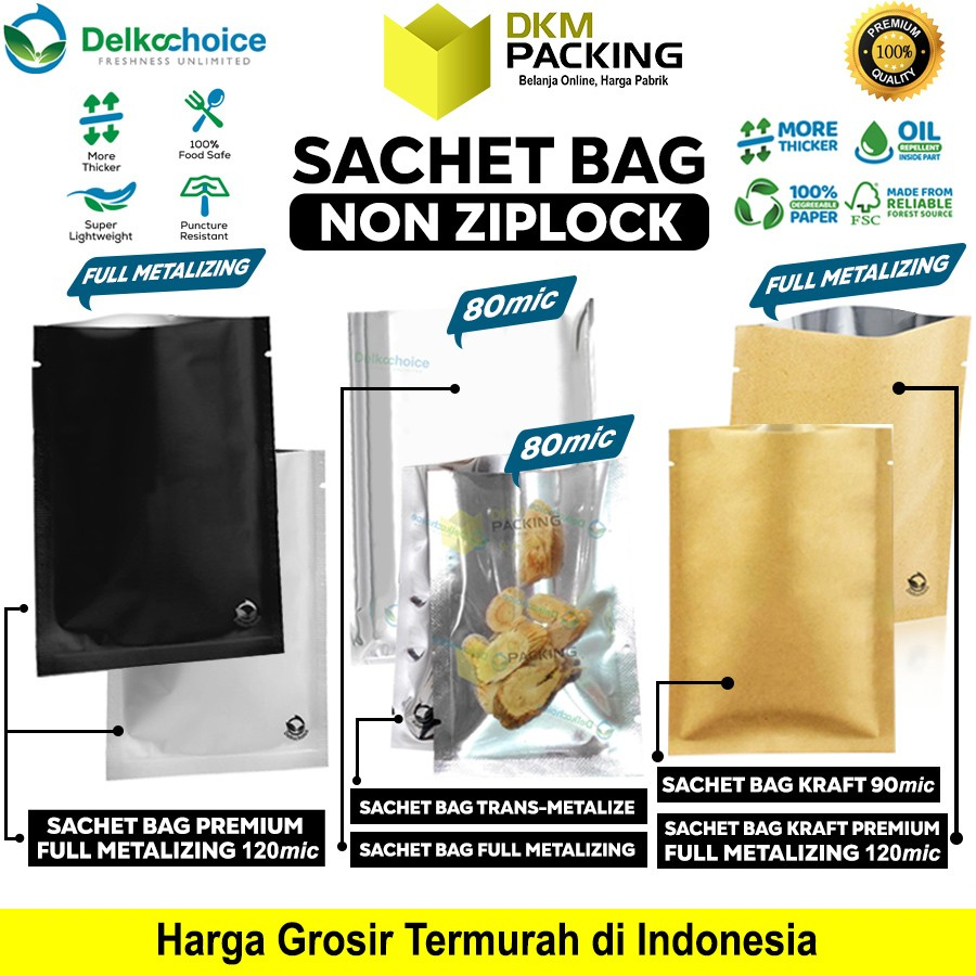 Sachet Bag Kemasan Bungkus Makanan FOOD GRADE NON ZIPLOCK Delkochoice