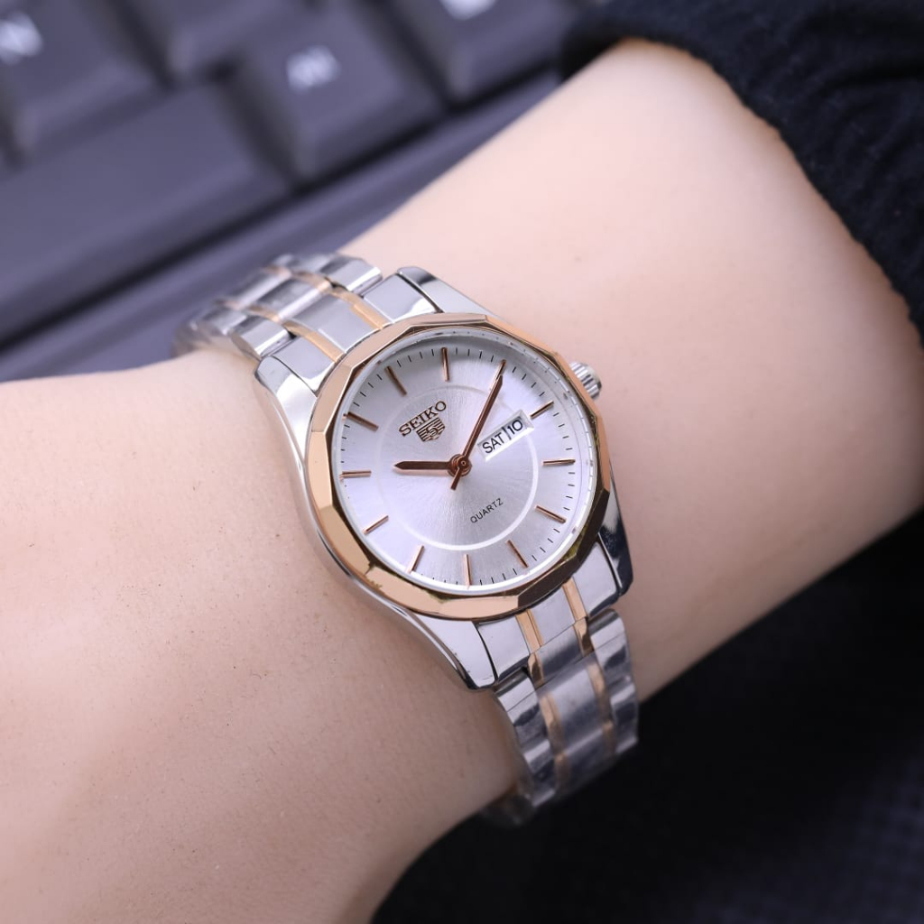 ( COD ) New Jam Tangan Wanita Fashion Seiko Tanggal Free Baterai Box