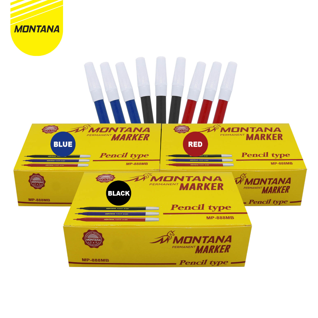 

MONTANA Spidol Permanen Kecil 1.0mm 1 Box Permanent Marker Bullet Nib MP888MB