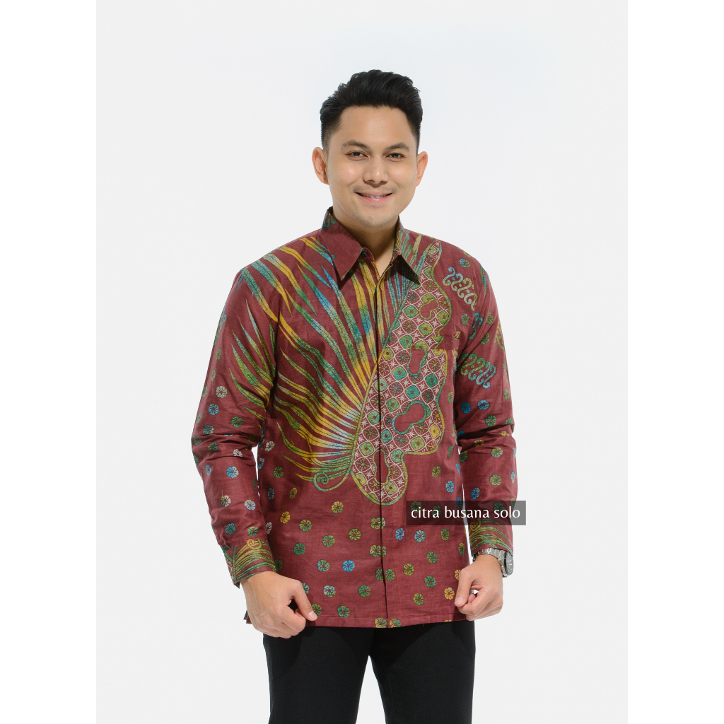 AMANGGALA MERAH Kemeja Batik Pria Full Furing Bahan Katun Primisima