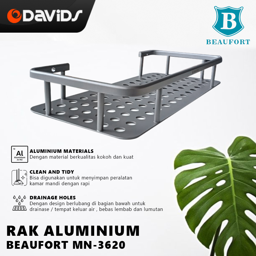 Rak Kamar Mandi Sabun Dinding Aesthetic Anti Karat Beaufort MN3620