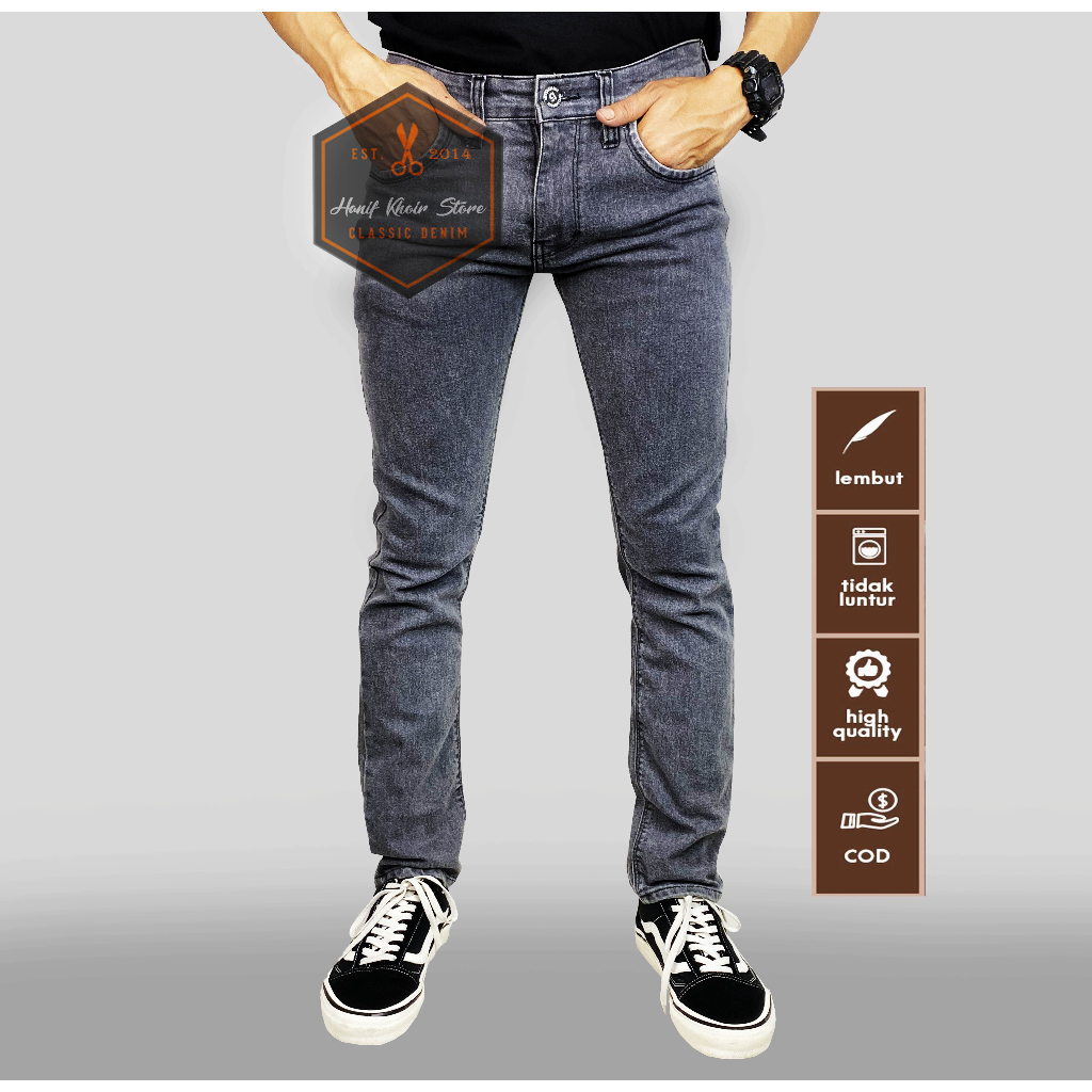 FIFTEEN DENIM TERLARIS CELANA JEANS SLIMFIT PRIA/COWO/COWOK MURAH DAN GROSIR ABU POLOS/GREY