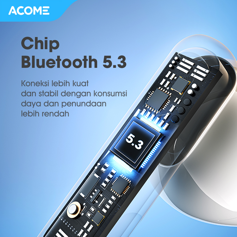 Acome Headset Earphone TWS Bluetooth 5.3 IPX4 Waterproof 3 Gram Ultra Light Inpods AT01 Garansi Resmi 1 Tahun