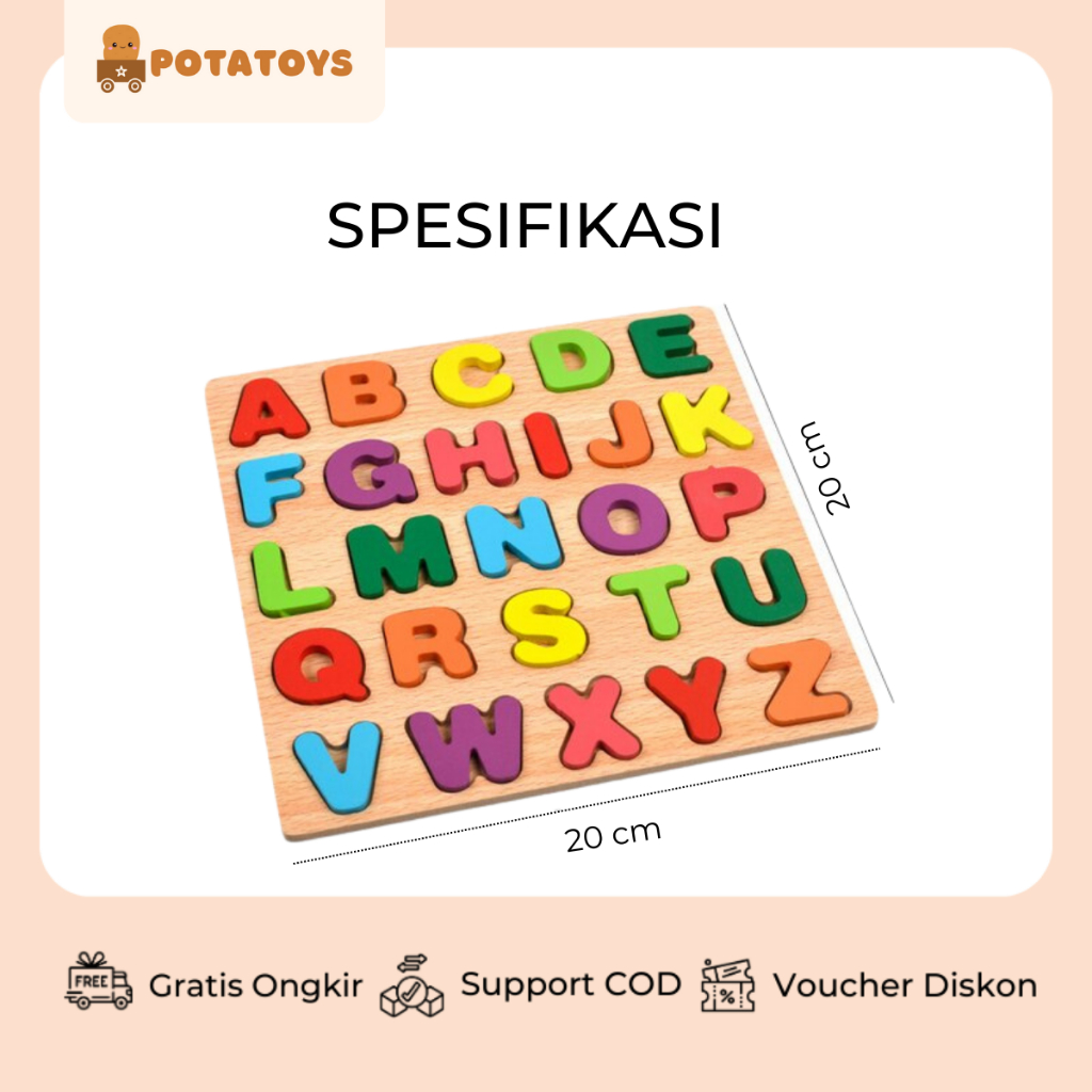 [ Potatoys ] Puzzle Alphabet / Puzzle ABC dan Number Murah Chunky Puzzle Anak Kayu 3D / Puzzle Huruf dan Angka Jigsaw Wooden Edukasi / Mainan Puzzle Edukasi