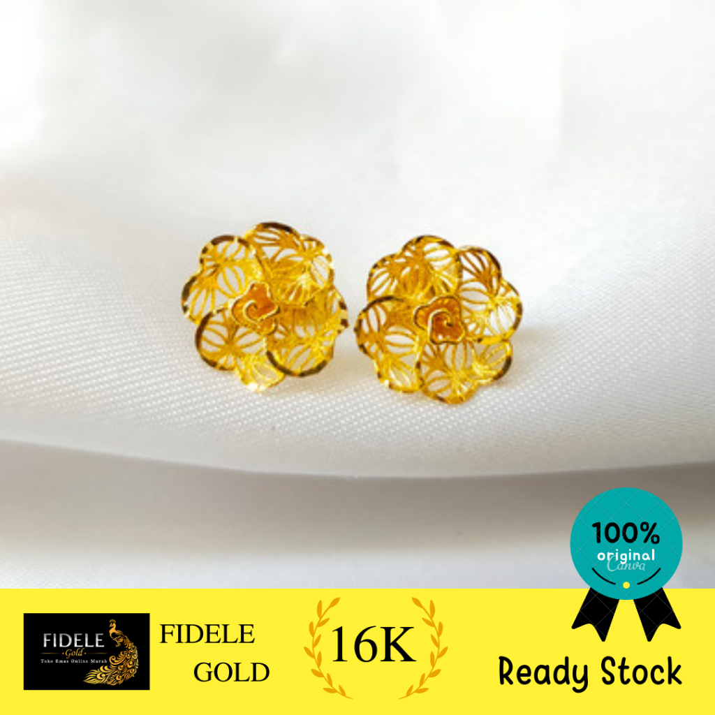 Anting kendari bunga krawang ubs fashion emas 700 emas asli